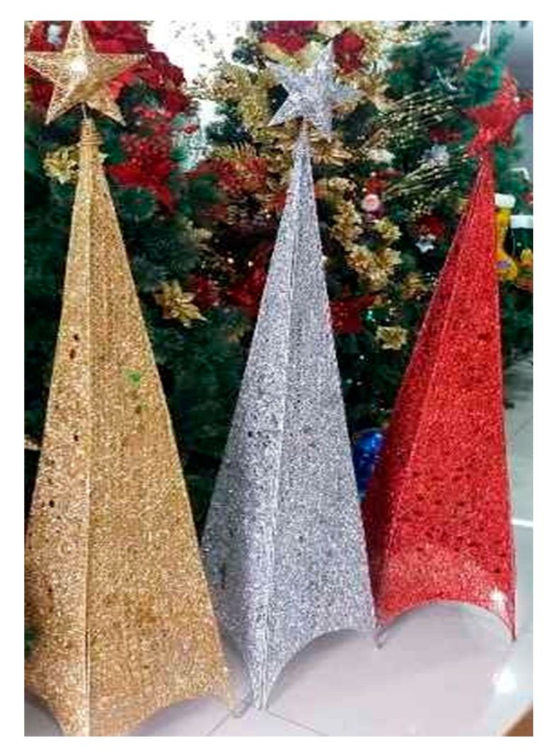 Arbol navidad plegable con luces 1,50 mts plateado-1