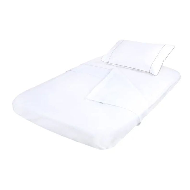 Sábanas Para Cunas Colecho Lisa Blanca Borde Gris-0