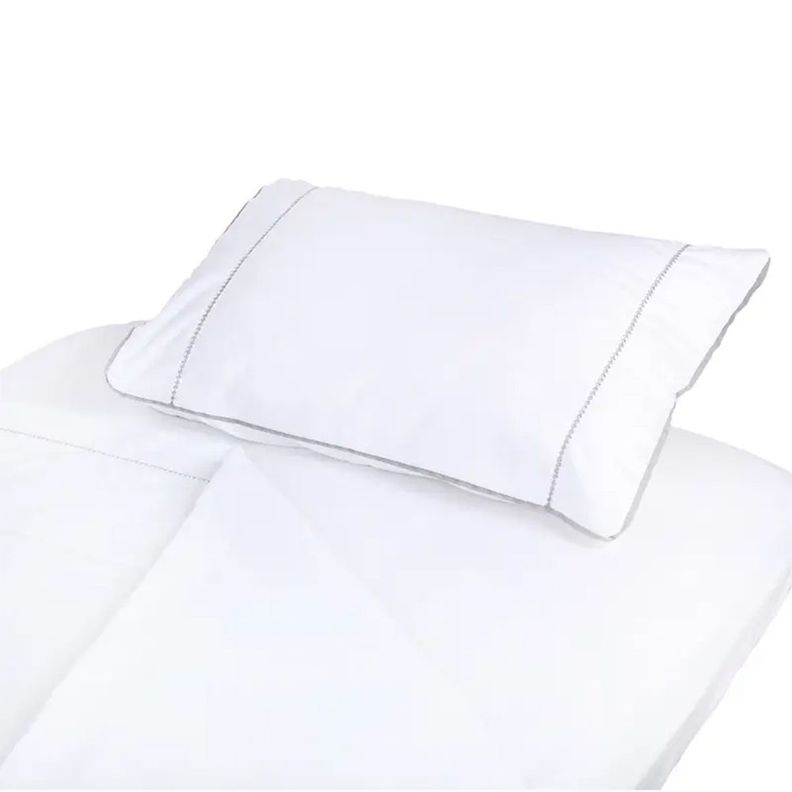 Sábanas Para Cunas Colecho Lisa Blanca Borde Gris-1