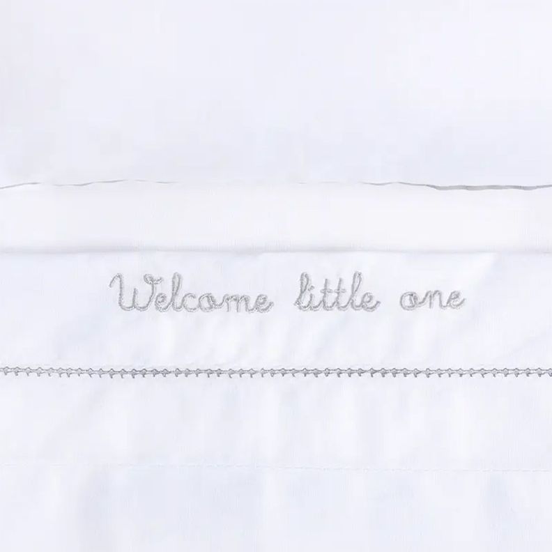 Sábanas Para Cunas Playard Lisa Blanca Borde Gris-2