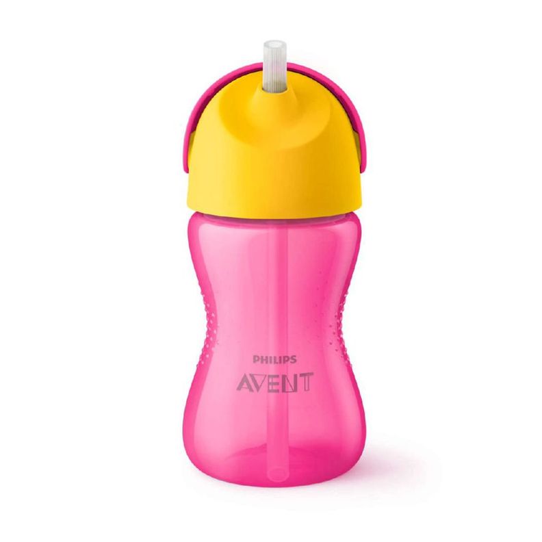 Vaso Con Bombilla Flexible De 300 Ml/7 Oz Dino Nina Avent Rosado