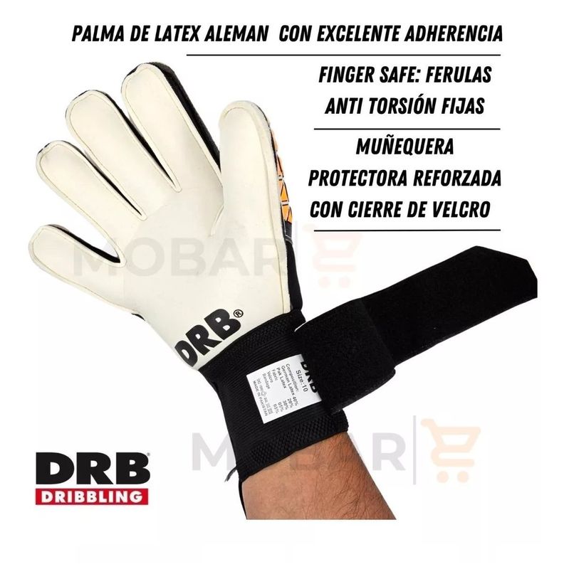 Guantes Arquero Portero Con Ferulas Drb Diamond Latex Aleman-3