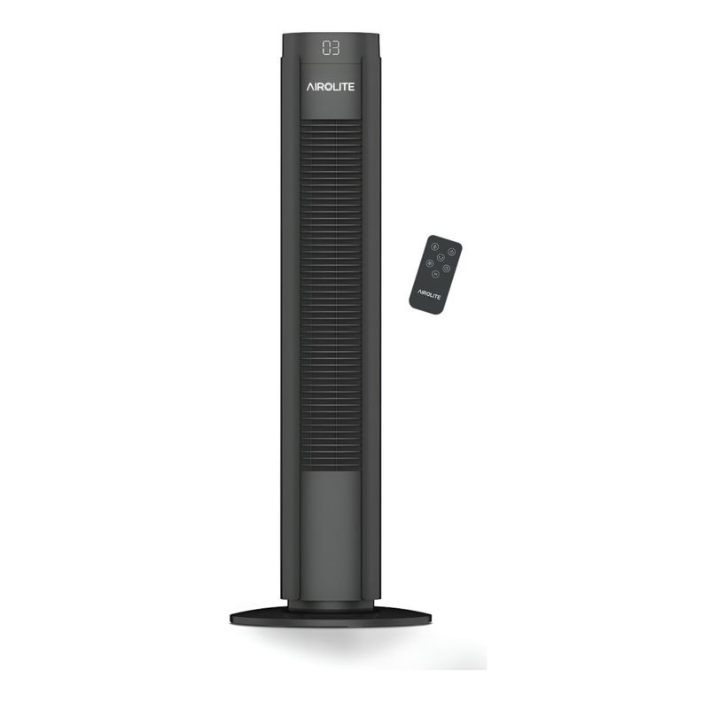 Ventilador Torre Pie Silencioso Control Remoto Vt02r Black Airolite