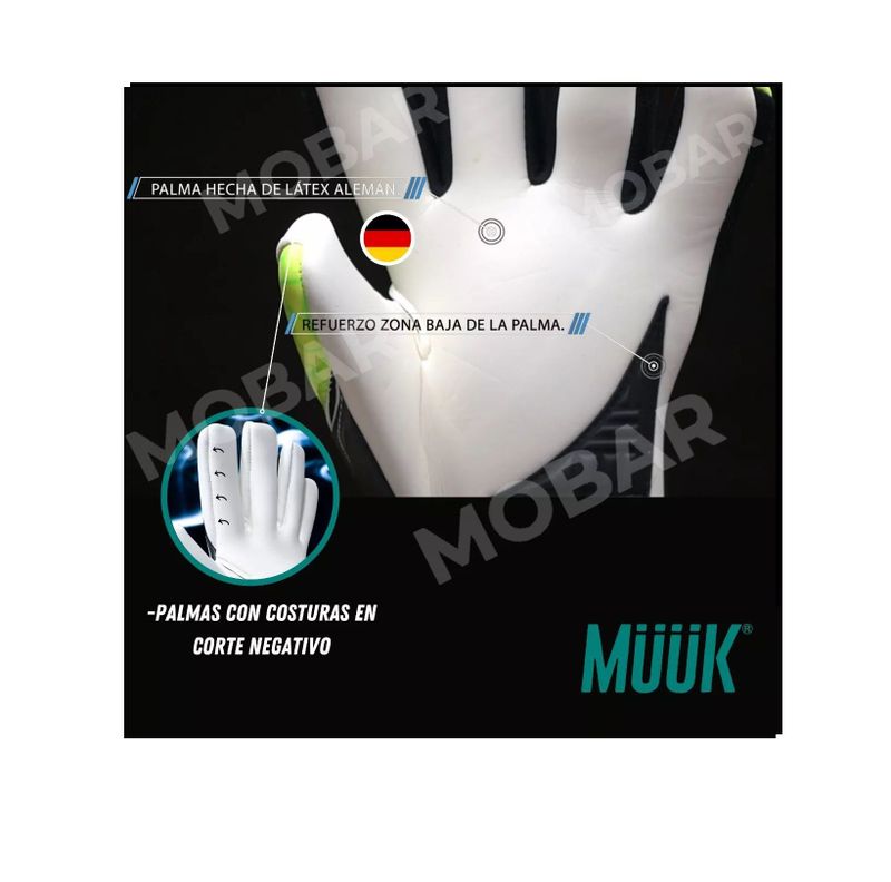 Guantes Arquero Futbol Muuk Pro Latex Aleman Alto Rendimient-5