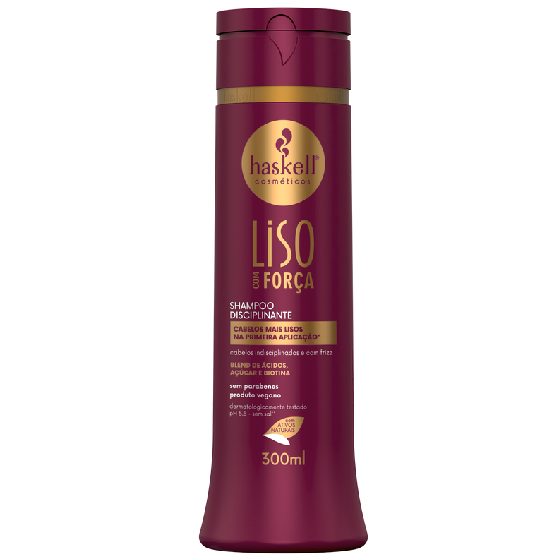 SHAMPOO ANTIFRIZZ  LISO COM FORCA 300ML Haskell-1