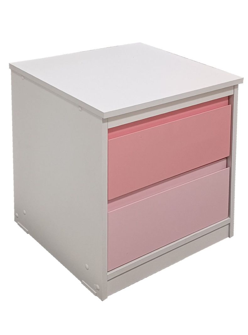 Velador Infantil 2 Cajones Fuxia y Rosa Pastel Linea Minimal Rosado Claro