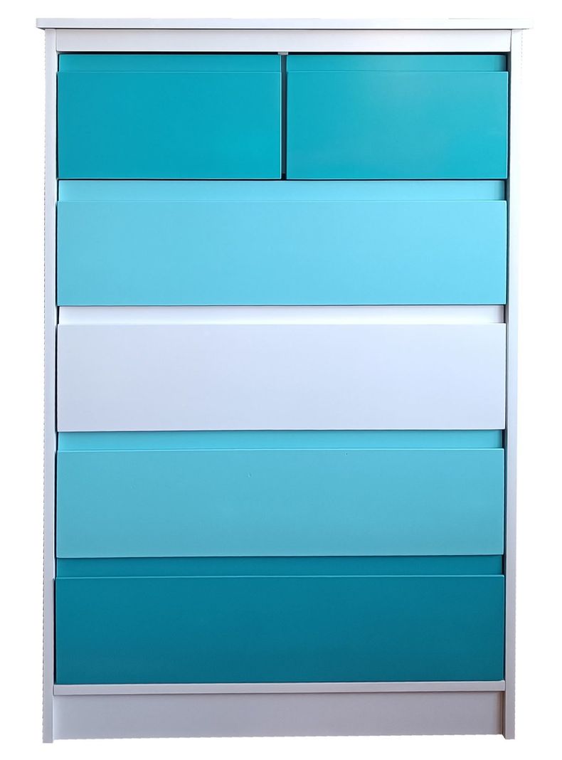 Cajonera 6 Cajones Calipso Blanco Celeste Premium