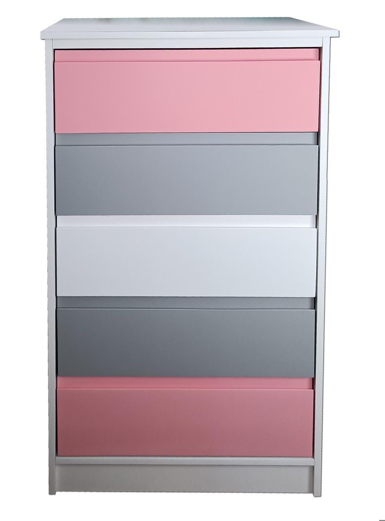 Cajonera 5 Cajones Rosado Gris Blanco Premium