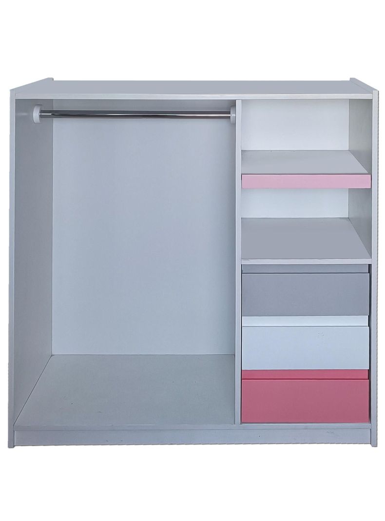 Mini Closet Montessori Linea Minimal Gris Blanco Rosa Pastel