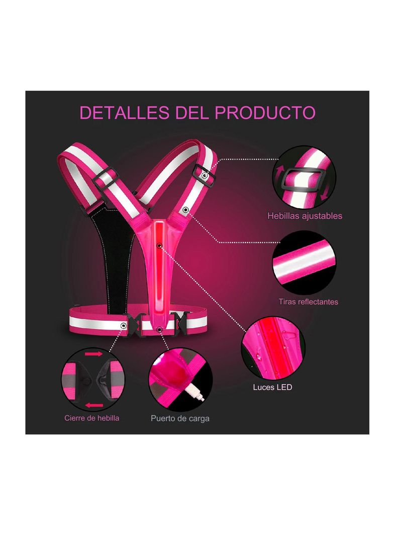 Chaleco Banano Reflectante Led Recarga Usb Correr Ciclismo-0