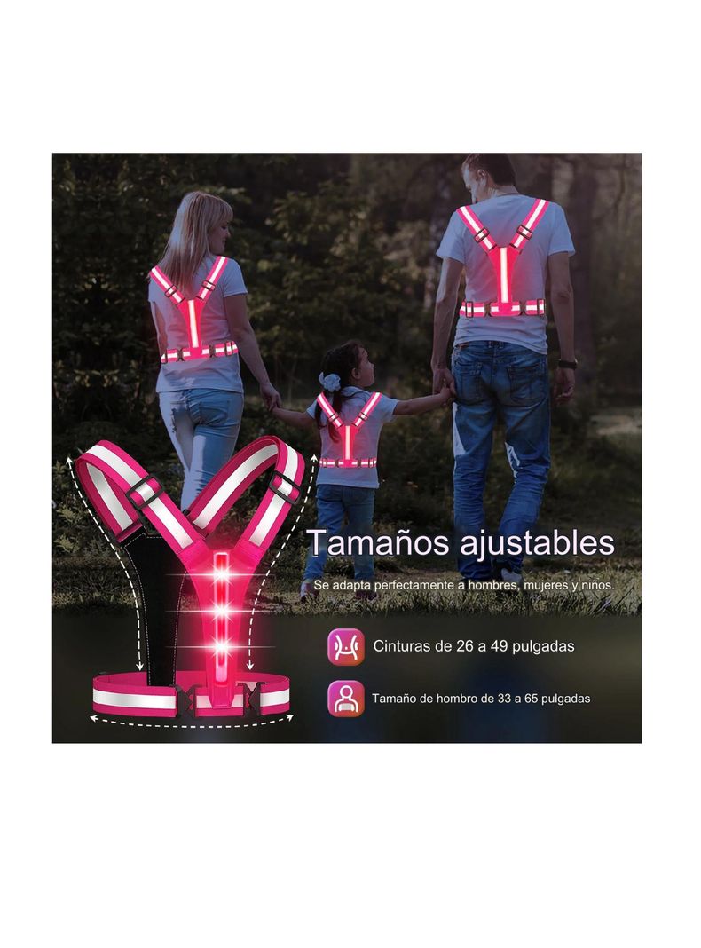 Chaleco Banano Reflectante Led Recarga Usb Correr Ciclismo-2