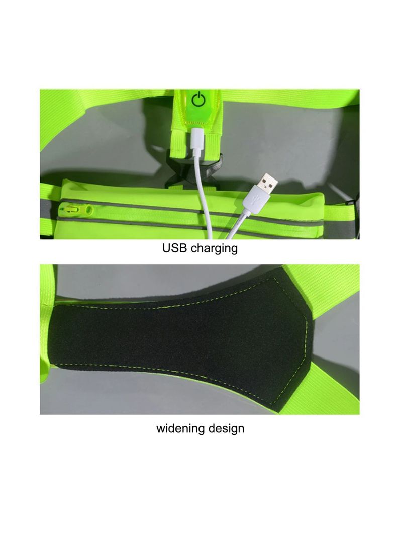 Chaleco Banano Reflectante Led Recarga Usb Correr Ciclismo-4