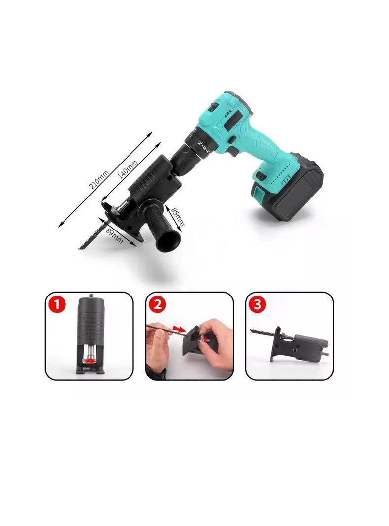 Adaptador De Sierra Para Taladro + 3 Hojas Madera -1
