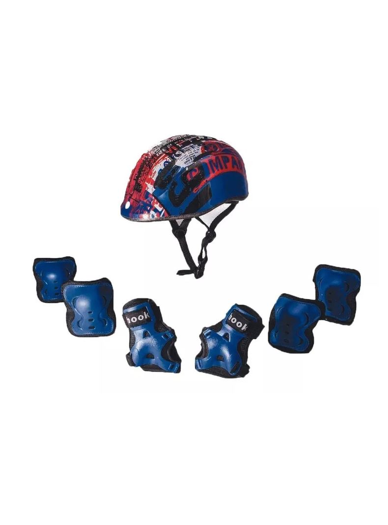 Set Protecciones Niño Hook, Casco Rodillera Codera Muñequera Color Azul-0