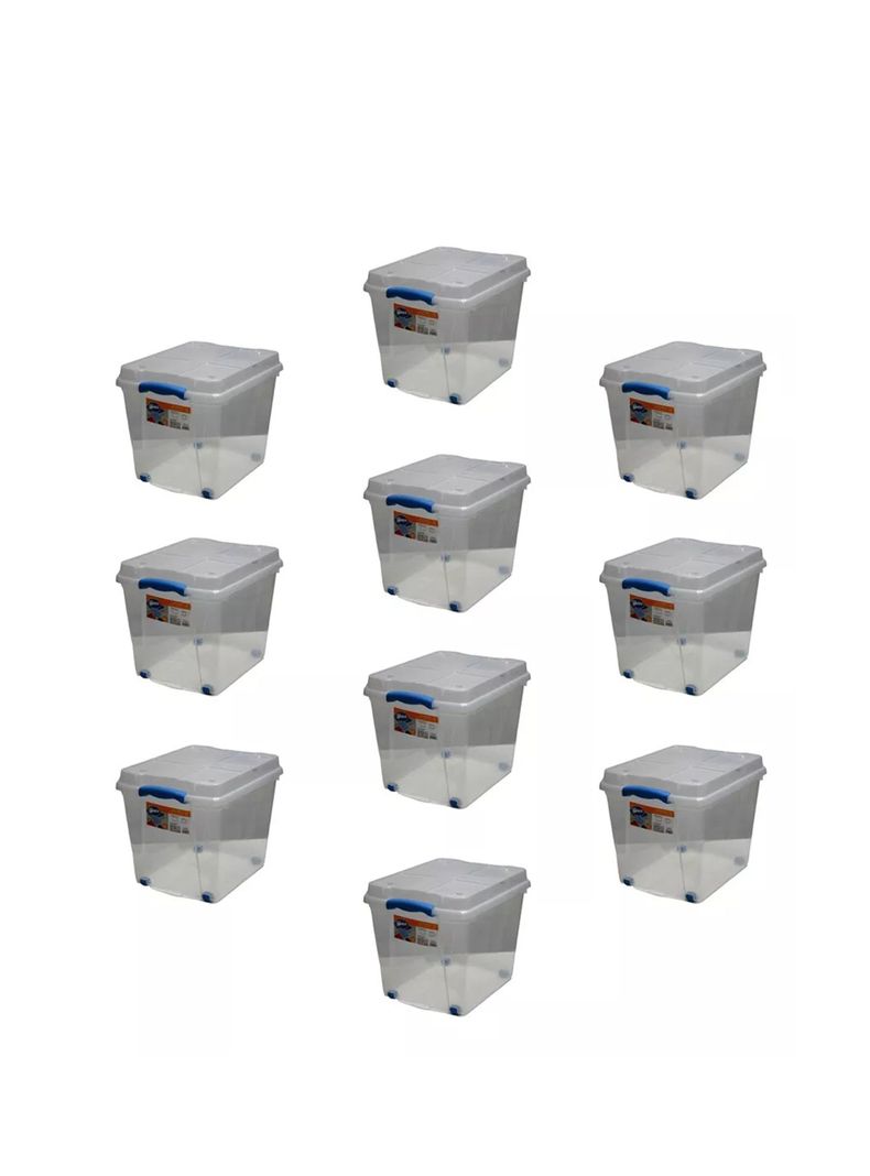 Pack 10 Cajas Organizadoras 27lts Wenco C/ Ruedas 31x30x40cm-0
