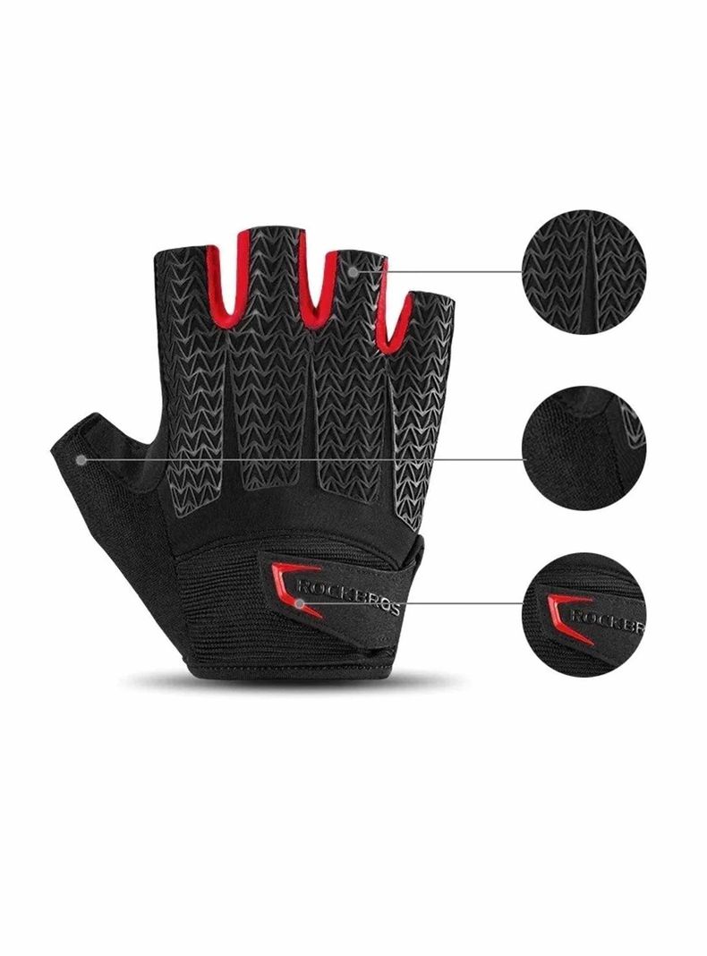 Guantes Con Gel Rockbros, Mtb Ruta Sin Dedos Bicicleta-1