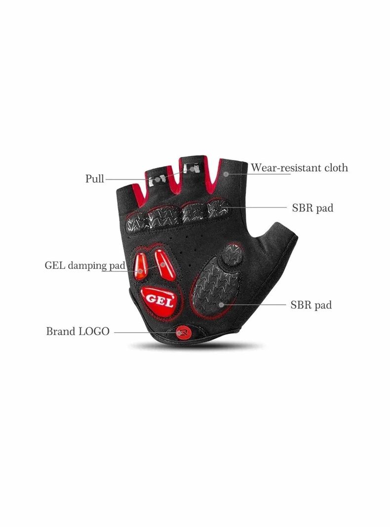 Guantes Con Gel Rockbros, Mtb Ruta Sin Dedos Bicicleta-2