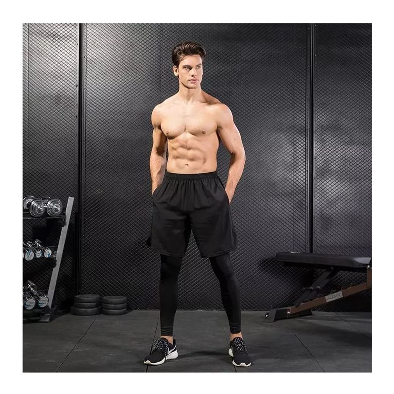 Short Gimnasio Hombre Con Calza Larga Y Bolsillo Para Celular-4