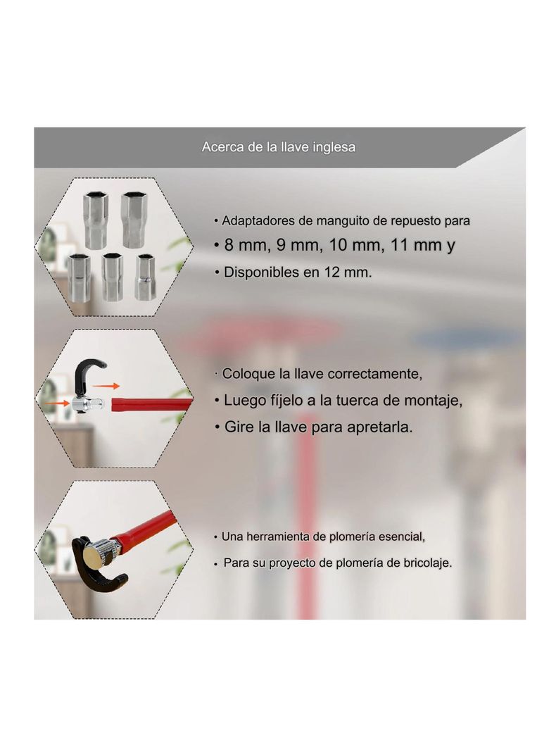Llave Ajustable Para Grifos Y Lavamanos Gasfiter Lavaplatos-5