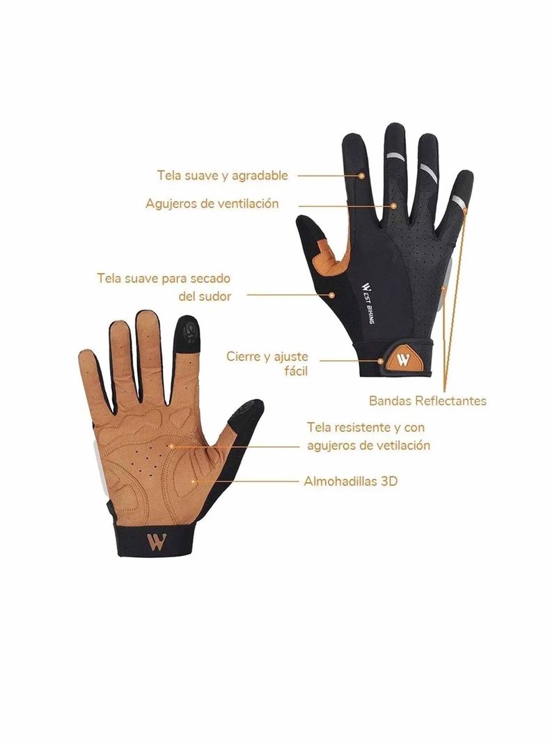Guantes West Biking Mtb Y Ruta Dedo Largo Bicicleta-2