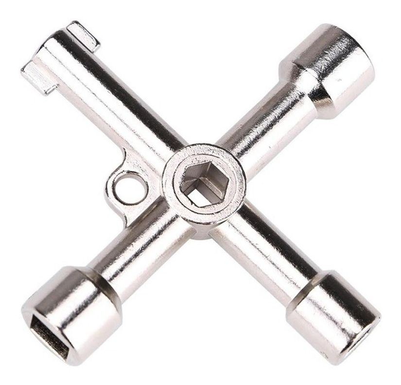 Llave 4 Vías / Cabezas Para Gabinetes Eléctricos Ascensores - Cromado