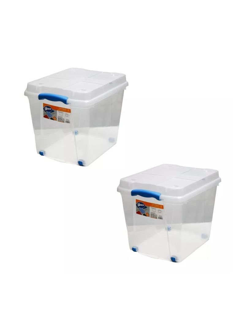 Pack 2 Caja Organizadora 27lts Wenco C/ Ruedas 31x30x40cm-0