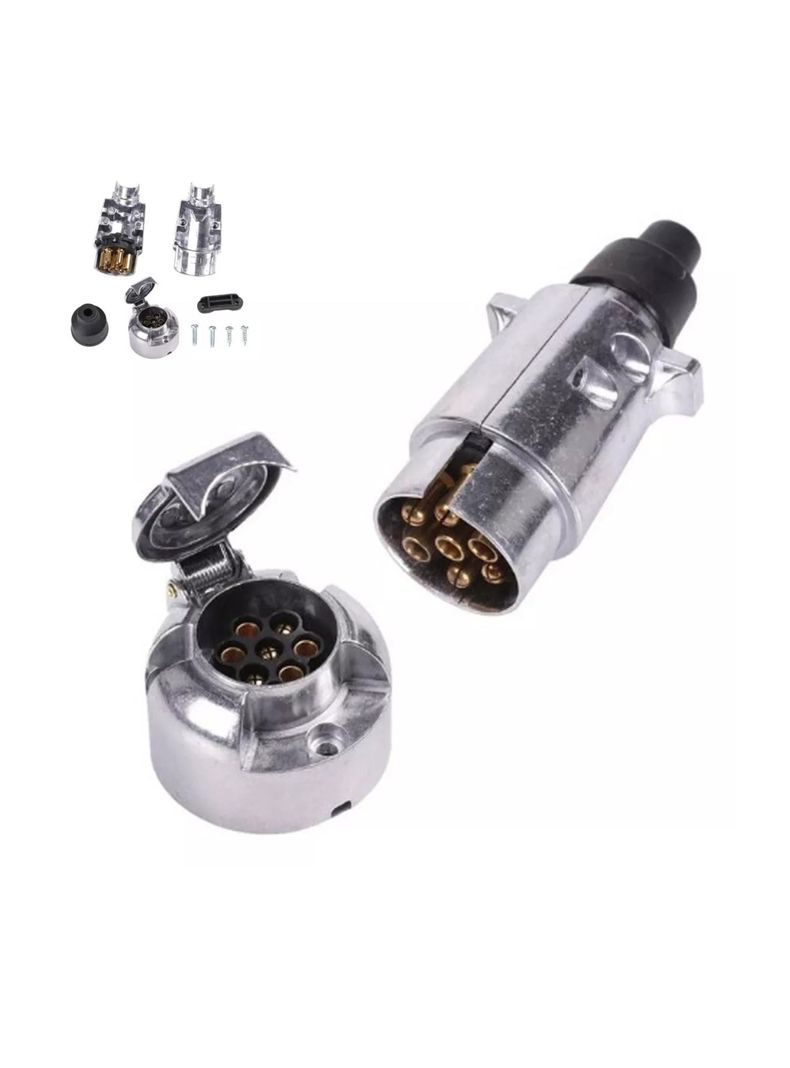 Set Enchufe 7 Pin Macho Hembra Carro Arrastre Remolque-0