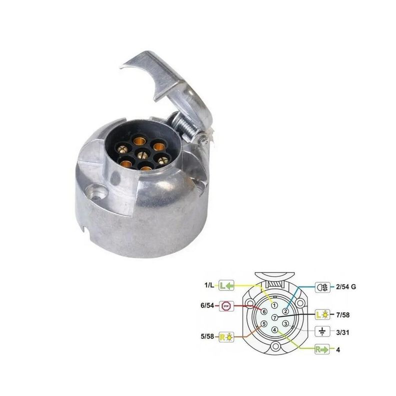 Set Enchufe 7 Pin Macho Hembra Carro Arrastre Remolque-4