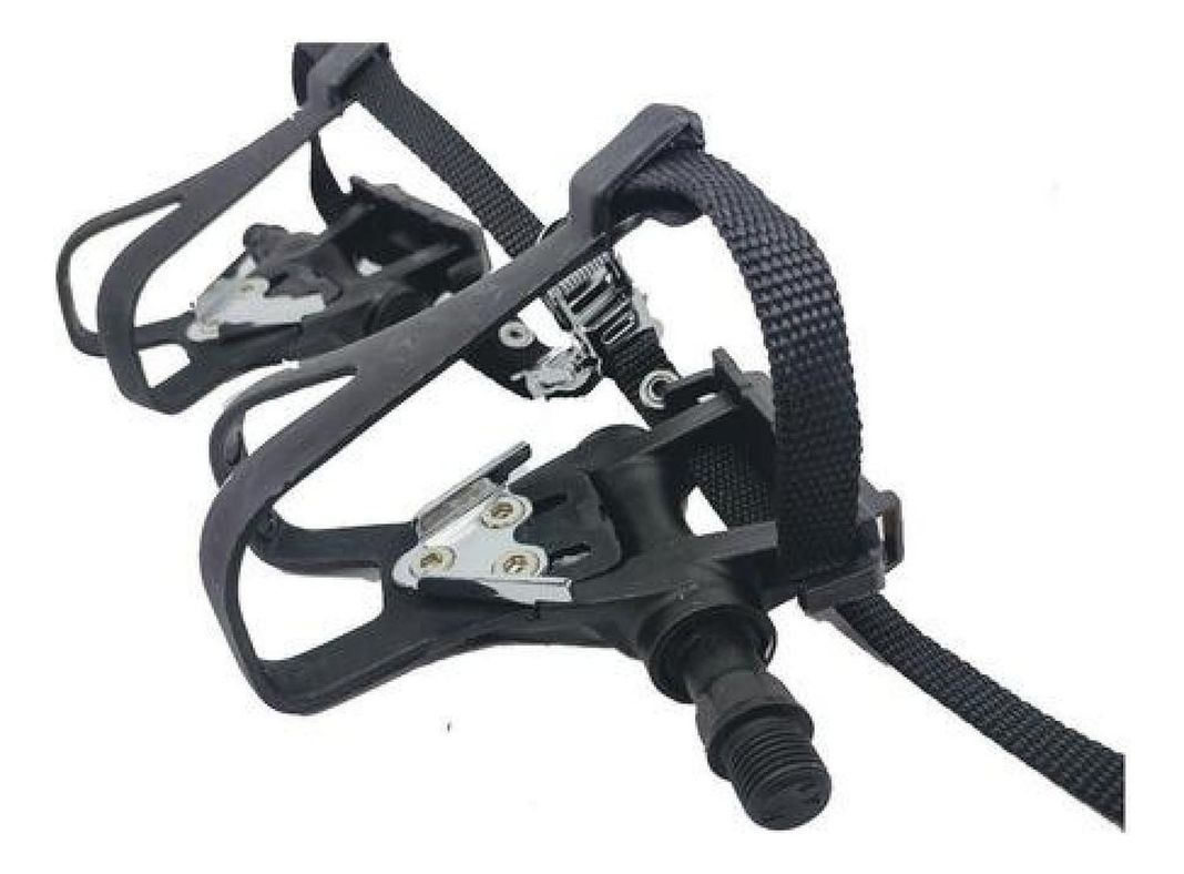 Pedal Con Punteras Y Correa Ajustable Bicicleta Ruta Fixie Negro