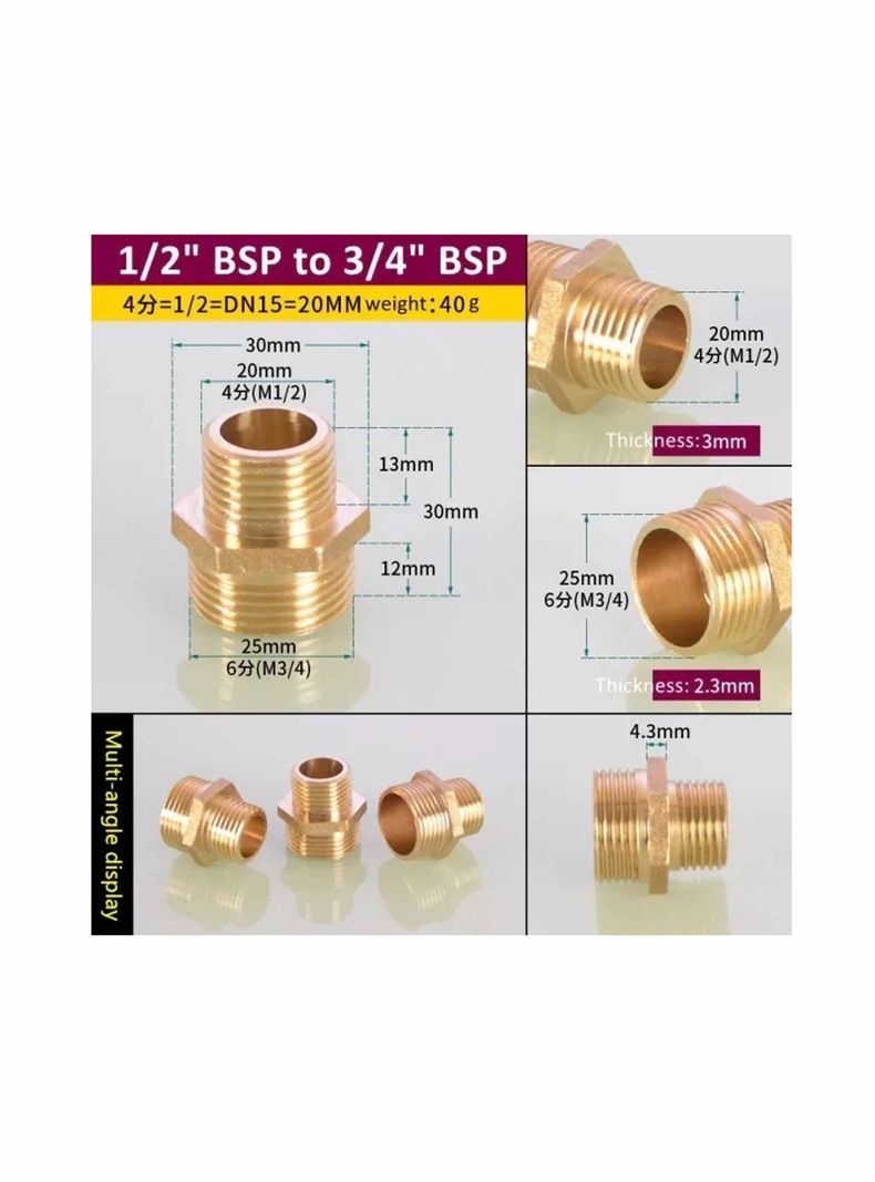 Conector 1/2 X 3/4 (he /he ) Niple Adaptador Baño Lavadora-3