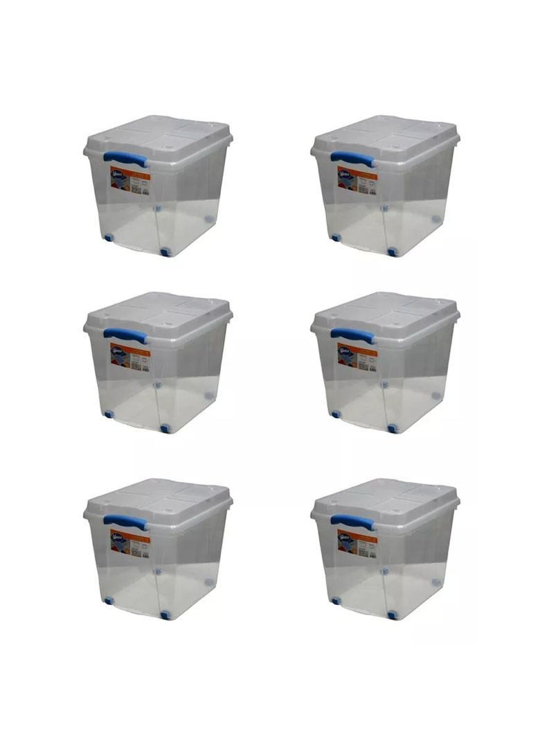 Pack 6 Cajas Organizadoras 27lts Wenco C/ Ruedas 31x30x40cm-0