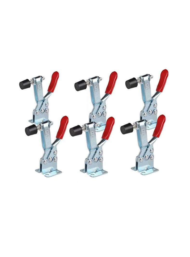 Pack 6 Clamp Presión Vertical Gh-201b 100kg Tirador Rápido