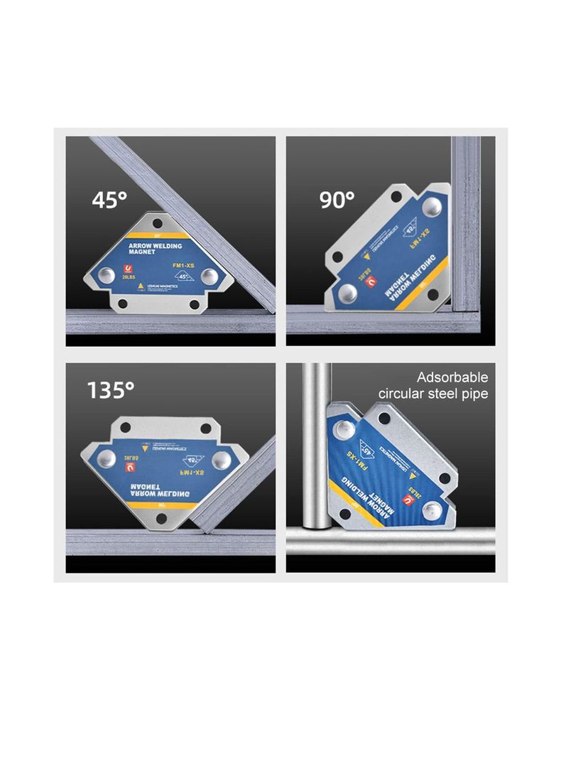Set 2 Escuadras Magnéticas Soldar Ángulos 45° 90° 135° 28lbs-2