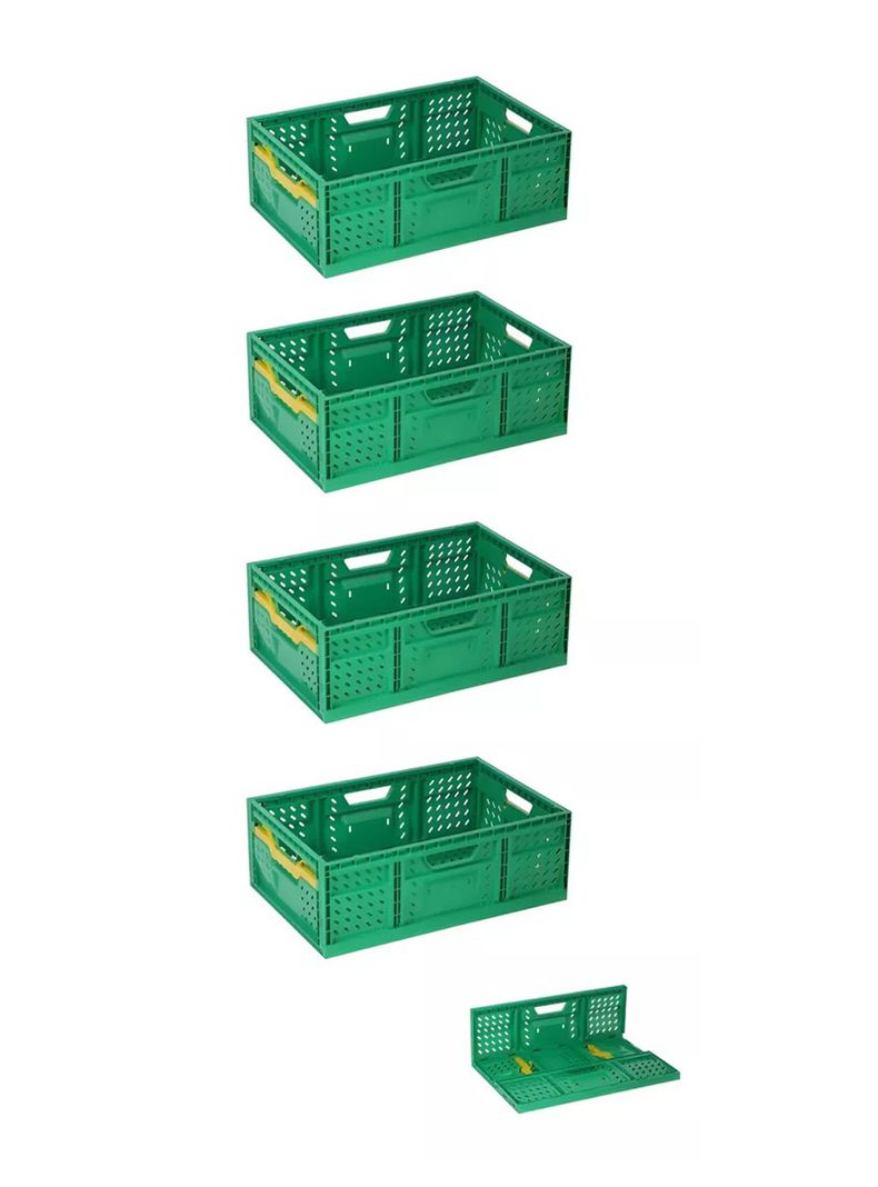Pack 4 Caja Hortalicera Plegable Apilable 65 Lts 60x40x30 Cm-0