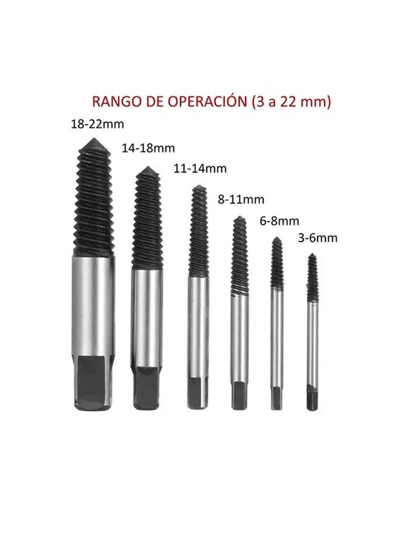 Set 6 Piezas Extractor De Tornillos Pernos Dañados Rotos-1