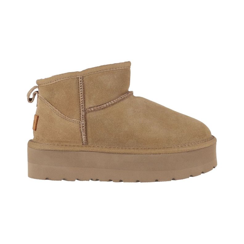 Botas Mujer Bamers Blast Mini Plataforma Cuero Taupe-0