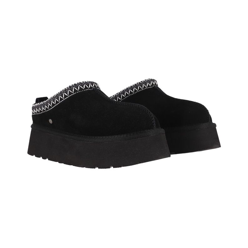 Pantufla Mujer Bamers Piemonte Cuero Negro-4