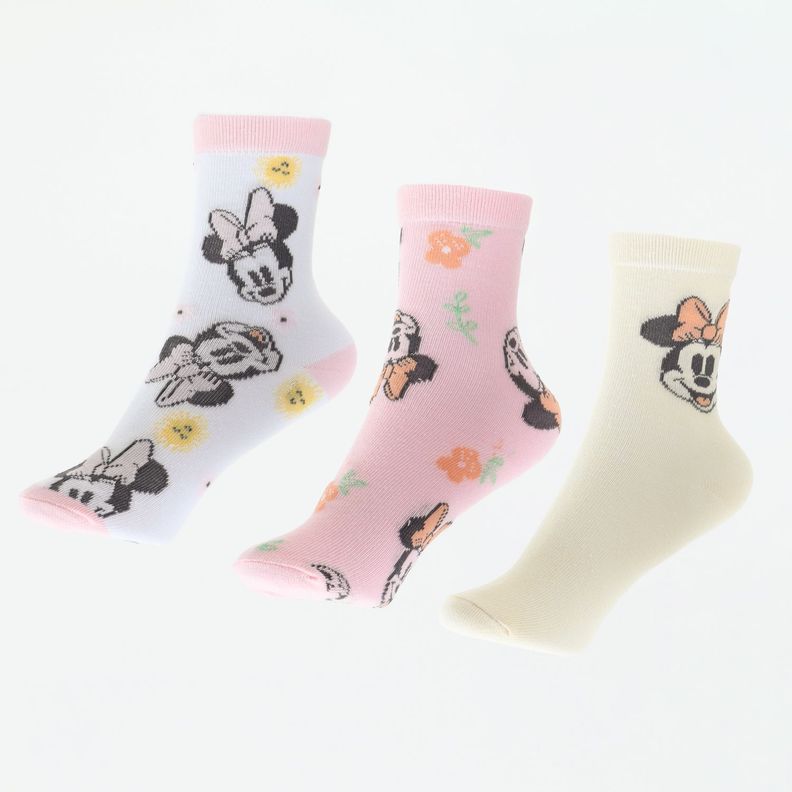 Tripack Calcetines Nina Rosado Flores Minnie Disney 31-34