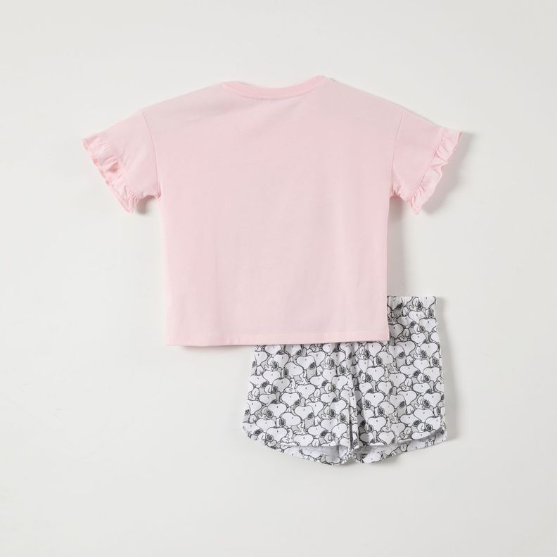 Pijama Corto Niña Corazon Rosado Snoopy-1