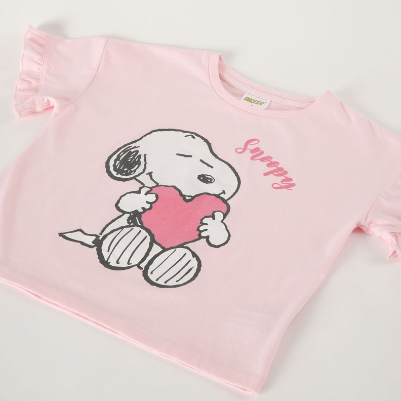 Pijama Corto Niña Corazon Rosado Snoopy-3