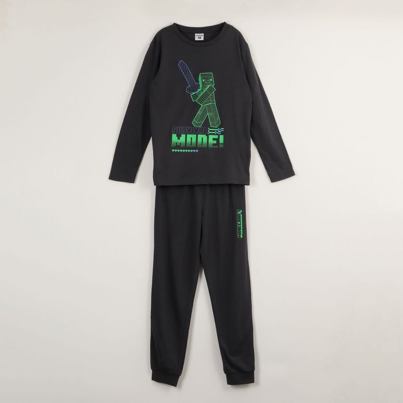 Conjunto Pijama Niño Create Gris Minecraft