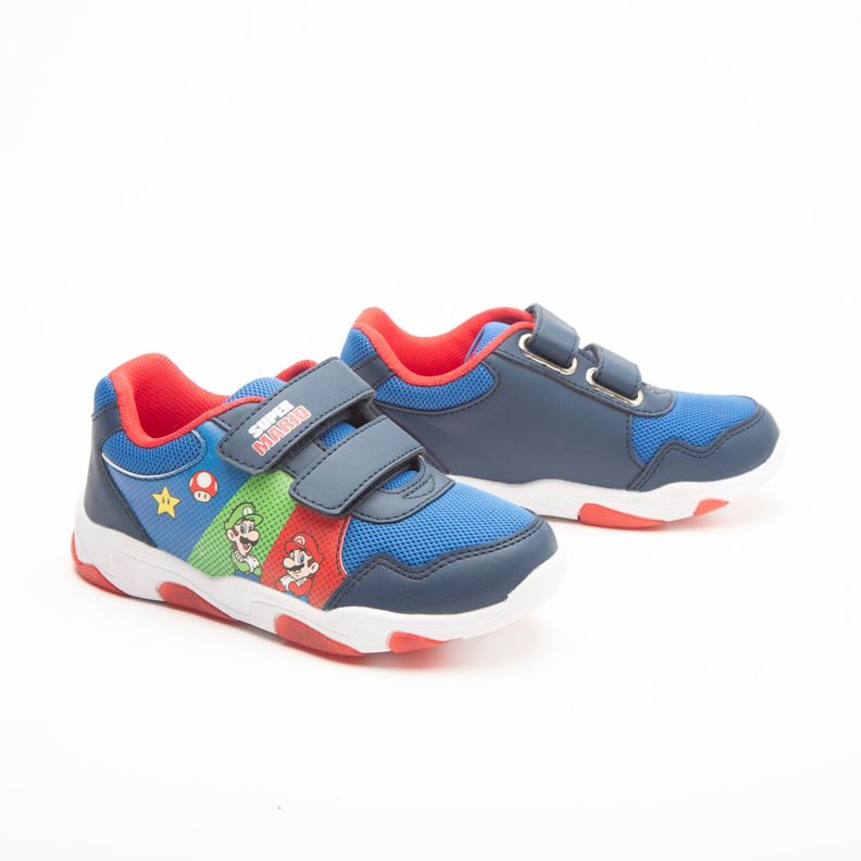 Zapatilla Urbana Niño Velcro Mario Bros Azul Nintendo-1