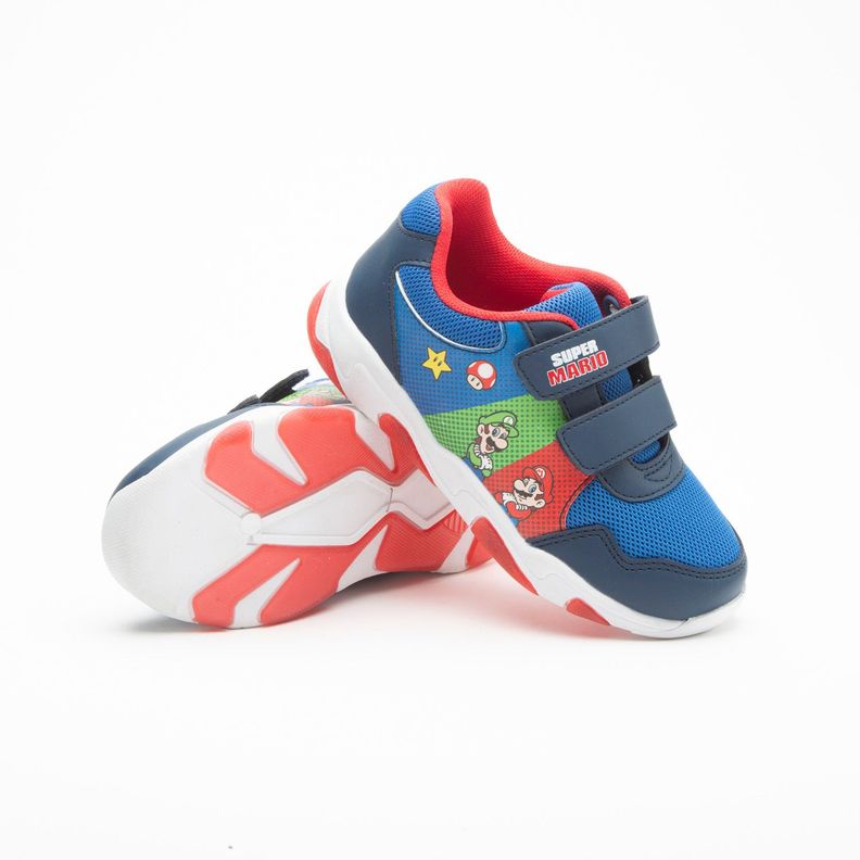 Zapatilla Urbana Niño Velcro Mario Bros Azul Nintendo-2
