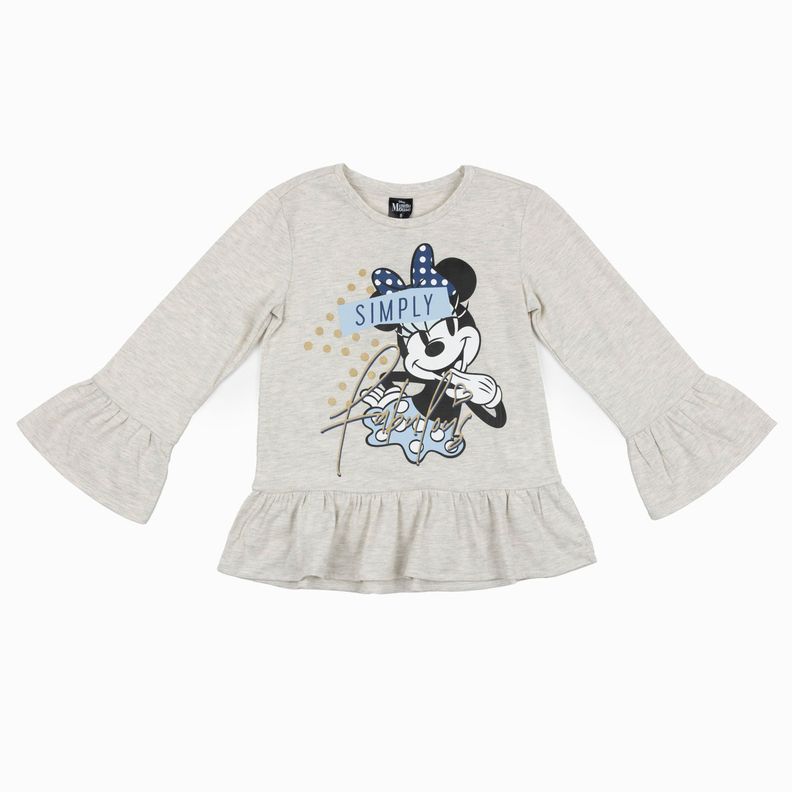 Polera Manga Larga Niña Minnie Fabulosa Gris Disney-0