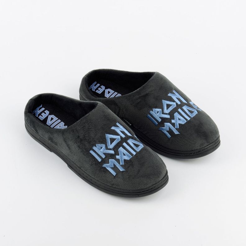 Pantufla Hombre Skull Gris Iron Maiden-0