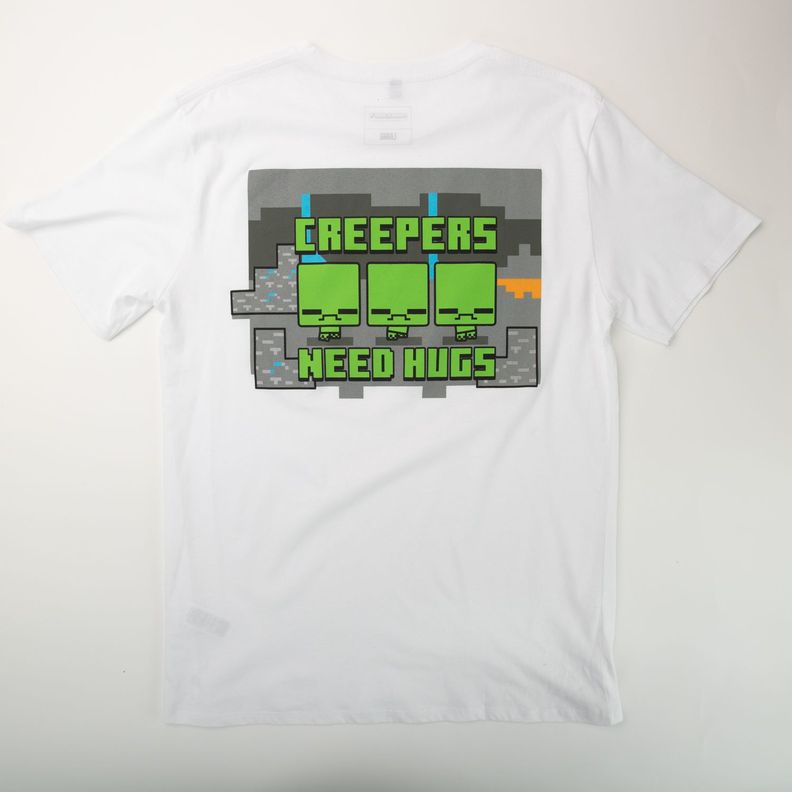 Polera Hombre  Minecraft  Creepers Blanco-2