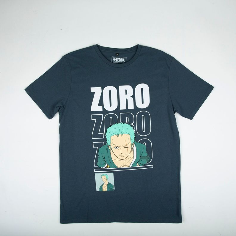 Polera Manga Corta Hombre Zoro Azul One Piece-0