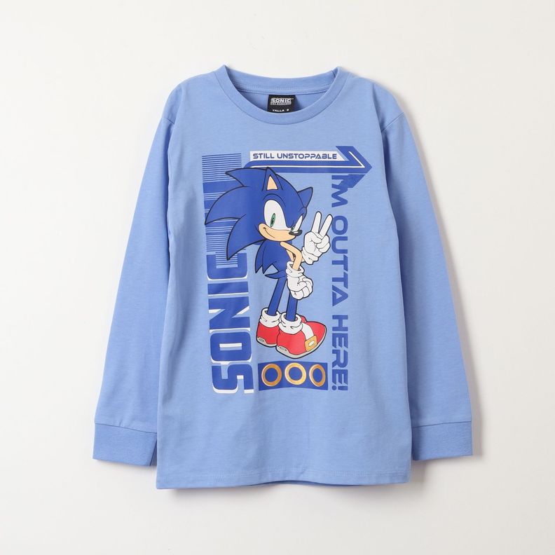 Polera Manga Larga Niño Outta Here! Azul Sonic-0