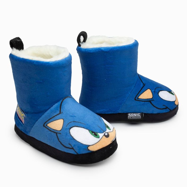 Pantufla Bota Niño Cara Azul Sonic-0
