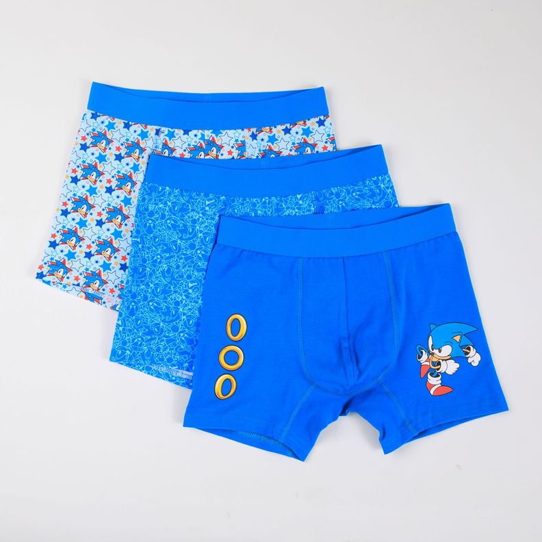 Tripack Boxer Nino Full Print Azul Sonic Celeste 6